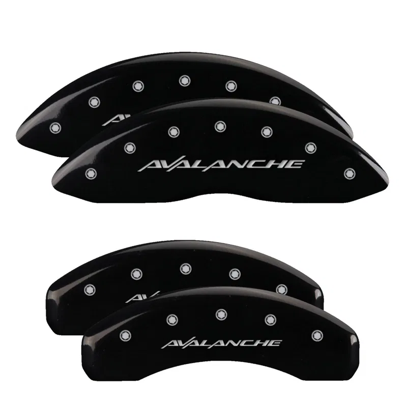14004SAVLBK – MGP CALIPER Caliper Cover, Set of 4 Avalanche Logo Powder Coated Black Aluminum